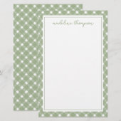 Basis Gingham Saliegroen Rand Briefpapier (Voorkant / Achterkant)