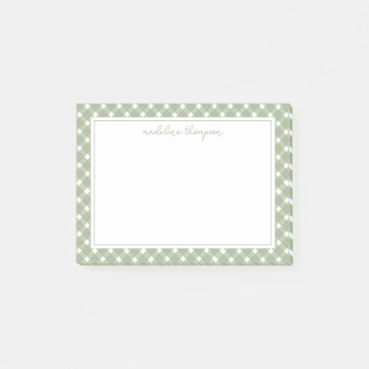 Basis Gingham Saliegroen Rand Post-it® Notes (Voorkant)