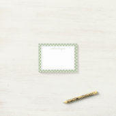 Basis Gingham Saliegroen Rand Post-it® Notes (Op bureau)
