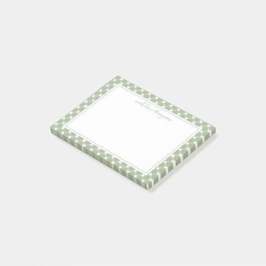 Basis Gingham Saliegroen Rand Post-it® Notes (Schuin)