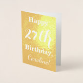 Basis goud folie "HAPPY 27th VERJAARDAG"; Aangepas Kaarten (Voorkant)