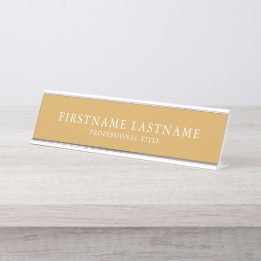 Basis Goud Wit Traditionele Naam Titel Garamond Bureau Naambordje (Voorkant)