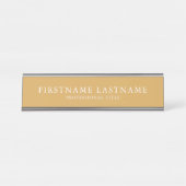 Basis Goud Wit Traditionele Naam Titel Garamond Bureau Naambordje (Voorkant)