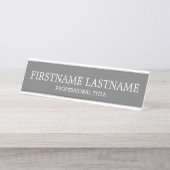 Basis Grijs Wit Traditionele Naam en Titel Bureau Naambordje (Voorkant)