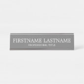 Basis Grijs Wit Traditionele Naam en Titel Bureau Naambordje (Voorkant)
