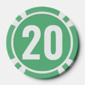 Basis Groen Wit Vet Nummer  Poker Chips (Achterkant)