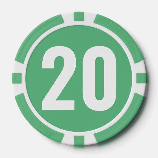 Basis Groen Wit Vet Nummer  Poker Chips (Voorkant)