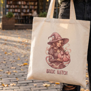 Basis Heks Coquette Vintage Roze Pompoen Tote Bag