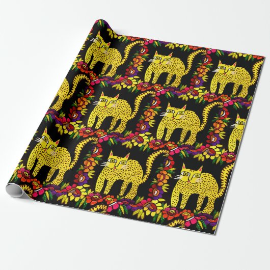 Basis het kattenwrapppapier cadeaupapier (Uitgerold)