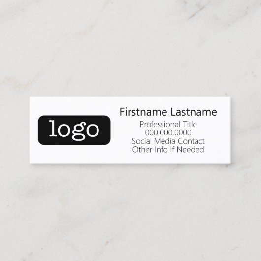 Basis Kantoor- of Business Logo Contactgegevens Mini Visitekaartje (Voorkant)