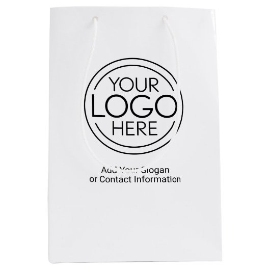 Basis Kantoor Zakelijk Logo met Contactgegevens Medium Cadeauzakje (Voorkant)