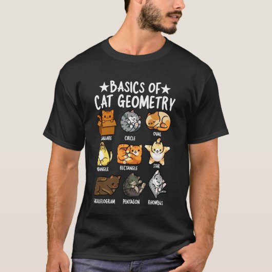Basis Kat Geometrie Wiskunde Grappige Kat Eigenaar T-shirt (Voorkant)