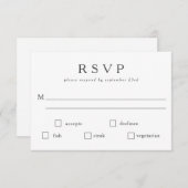 Basis Klassiek Zwart Wit Maaltijd Keuze Aangepast RSVP Kaartje (Voorkant / Achterkant)