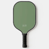 Basis Licht Groene Monogram Initialen Pickleball Paddle (Voorkant)