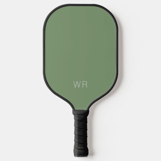Basis Licht Groene Monogram Initialen Pickleball Paddle (Voorkant)