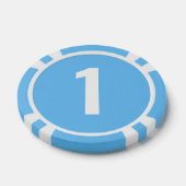 Basis Lichtblauw Wit Vet Nummer Poker Chips (Enkel)