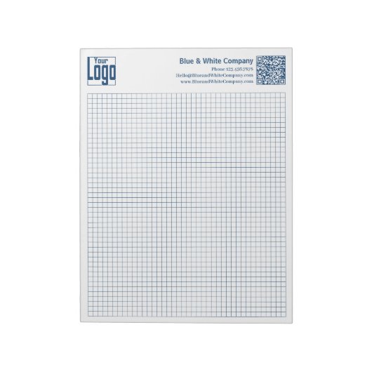 Basis Logo QR-code Blauwe Raster Grafiek Calcpad Notitieblok (Linkerzijde)