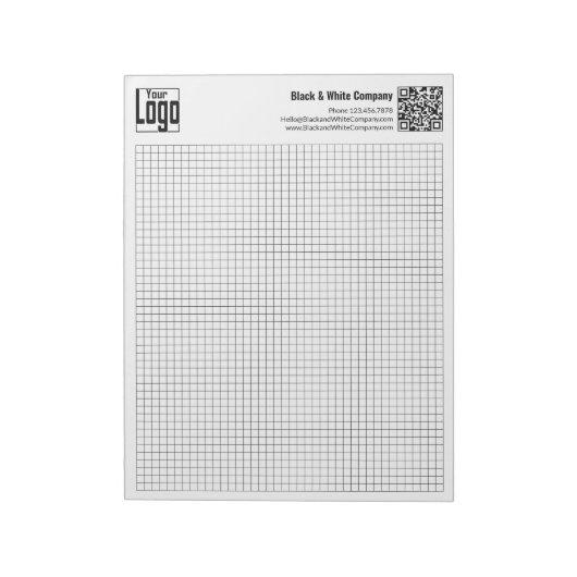Basis Logo QR-code Zwarte Grid Graph Calcpad Notitieblok (Linkerzijde)