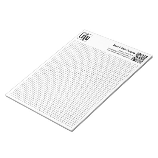 Basis Logo QR-code Zwarte Grid Graph Calcpad Notitieblok (Schuin)