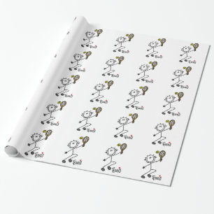Basis mannelijke stickfiguur tennisspeler cadeaupapier