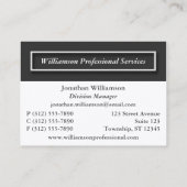 Basis met donkergrijze 2011 CALENDAR-Visitekaartje Visitekaartje (Achterkant)