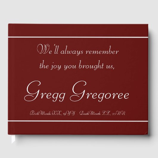 Basis & minimaal Memorial Gastenboek (Voorkant)