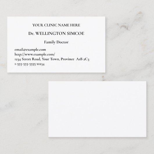 Basis, minimaal Visitekaartje (Voorkant / Achterkant)