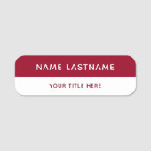 Basis Moderne Bourgondiër Rood Witte Titel Pin Mag Naamplaatje (Voorkant)