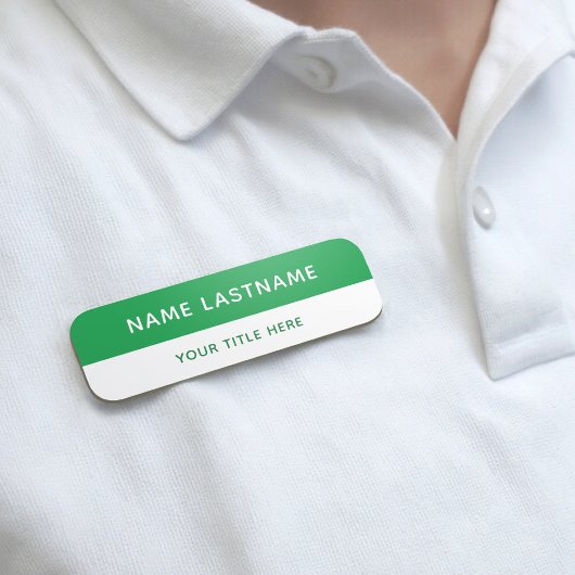 Basis Moderne Heldergroene Witte Titelspeld Magnet Naamplaatje
