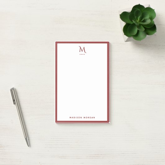 Basis Monogram Diep Rode Rand Persoonlijk Post-it® Notes (Kantoor)
