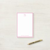 Basis Monogram Meisjesachtig Roze Rand Persoonlijk Post-it® Notes (Op bureau)