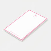 Basis Monogram Meisjesachtig Roze Rand Persoonlijk Post-it® Notes (Schuin)