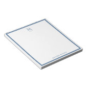 Basis Monogram Navy Blauwe Rand Persoonlijk  Notitieblok (Schuin)