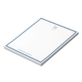 Basis Monogram Navy Blauwe Rand Persoonlijk  Notitieblok (Linkerzijde)