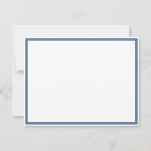 Basis Monogram Navy Blauwe Rand Persoonlijk Notitiekaartje (Achterkant)