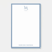 Basis Monogram Navy Blauwe Rand Persoonlijk Post-it® Notes (Voorkant)