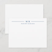 Basis Monogram Navyblauw Persoonlijk Notitiekaartje (Voorkant / Achterkant)