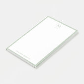 Basis Monogram Saliegroen Rand Gepersonaliseerd Post-it® Notes (Schuin)