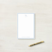 Basis Monogram Stofblauw Rand Persoonlijk Post-it® Notes (Op bureau)