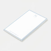 Basis Monogram Stofblauw Rand Persoonlijk Post-it® Notes (Schuin)