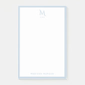 Basis Monogram Stofblauw Rand Persoonlijk Post-it® Notes (Voorkant)