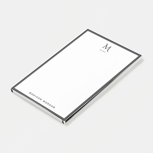 Basis Monogram Zwartrand Persoonlijk Post-it® Notes (Schuin)