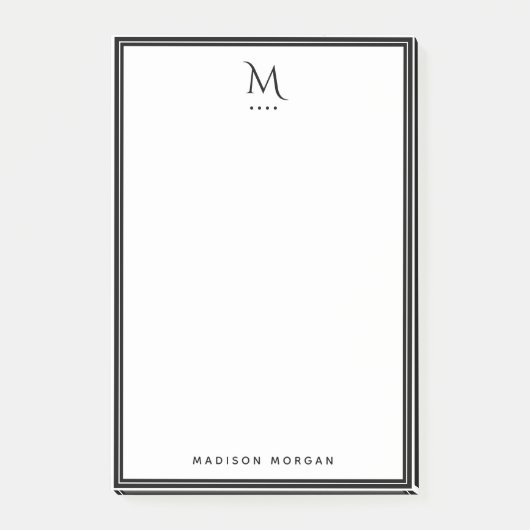 Basis Monogram Zwartrand Persoonlijk Post-it® Notes (Voorkant)