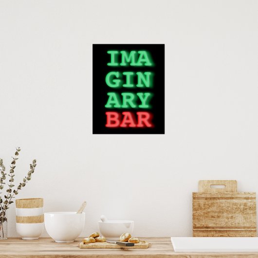Basis Neon op zwart Imaginaire Bar poster 16 x 20 (Keuken)