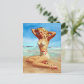 Basis op de Beach Pin Up Briefkaart (Staand voorkant)