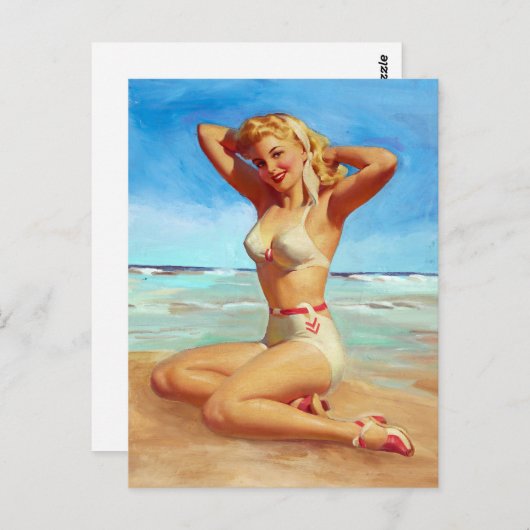 Basis op de Beach Pin Up Briefkaart (Voorkant / Achterkant)