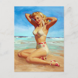Basis op de Beach Pin Up Briefkaart