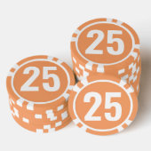 Basis Oranje Wit Vet Nummer Poker Chips (Opstapeling)