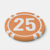 Basis Oranje Wit Vet Nummer Poker Chips (Enkel)