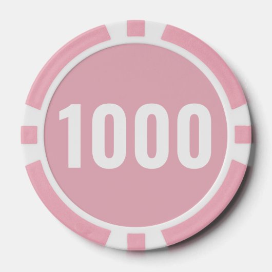 Basis Pastel Roze Wit Vet Nummer Poker Chips (Voorkant)